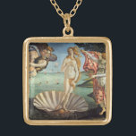 Colar Banhado A Ouro O Nascimento de Vênus por Sandro Botticelli<br><div class="desc">O Nascimento de Vênus (c. 1482-1486),  de Sandro Botticelli (1444-1510),  é uma pintura mitológica de arte da Era do Renascimento. A deusa Vênus emergiu do mar como uma mulher adulta e cheio de pé em dentro grande concha no litoral.</div>
