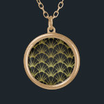 Colar Banhado A Ouro Padrão de Escala de Shell Dourada/Preto da Arte Re<br><div class="desc">Este belo Excelente Gatsby / design de colar inspirado nos anos 2000 tem um padrão de escala preto e dourado de repetição,  sofisticado,  em estilo clássico Edwardian / Art Deco. O design impresso é simples,  mas ousado e elegante.</div>