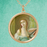 Colar Banhado A Ouro Rua. Agatha (M 003)<br><div class="desc">Detalhe de um cromolitógrafo antigo publicado entre 1895 e 1907 por A. & M. B. de uma pintura The Martyrdom of Rua Agatha, Virgin (Martirio di Sant'Agata) apresentada por Filippo Paladini (1590-1614) na Catedral das Ruas Agatha (Cattedrale di Sant'Agata ou Duomo di Catania), Catania, Itália (do desenhador) ad coleção particular...</div>