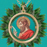 Colar Banhado A Ouro Rua. Bartolomeu o postle (JMAS 03)<br><div class="desc">Este rotundo apresenta uma Rua pensiva. Bartholomew (também conhecido como Nathaniel; século 1rua) contemplando a nitidez de uma faca. Trazido a Jesus pela Rua Philip, o Apóstolo com quem ele está mais frequentemente associado, Ruas. Bartholomew pregou o Evangelho depois da Ascensão do Cristo na Ásia Menor, Etiópia, Índia e Armênia....</div>