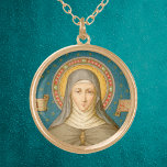 Colar Banhado A Ouro Rua. Clare de Assisi (SAU 027)<br><div class="desc">Detalhe de uma imagem antiga NeoGótica de Rua. Clara de Assisi e Suas Filhas Espirituais de um final do século 19...  cromolithográfico,  desenhado por Barão Jean-Baptiste Bethune (1821-1894) e publicado pela Socièté de Ruas Augustin,  Bruges,  Bélgica,  na coleção privada de efemérsia religiosa do designer.   Banquete: 11 de agosto</div>