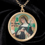 Colar Banhado A Ouro Rua de Lima (Detalhe; K 48)<br><div class="desc">Rua de Lima (1586-1617) queria ser freira, mas seu pai se recusou a permitir. No entanto, acabou por ser autorizada a juntar-se à Terceira Ordem das Ruas, Dominic a viver do seu apóstolo em casa. Neste retrato estilizado, Rua. A Rosa é folheada em um hábito dominicano, formado por uma espátula...</div>