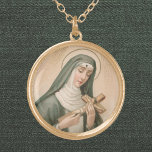 Colar Banhado A Ouro Rua. Rita de Cascia (M 015)<br><div class="desc">Esposa, Mãe, Viúva, Rua. Rita de Cascia (1386-1457) experimentou muitos palcos da vida. A vida, no entanto, tinha uma maneira de colocá-la entre uma pedra e um duro. Por isso, ela é venerada como santo protetor de causas perdidas e impossíveis. Devotada à Paixão do Cristo, ela recebeu uma estigmata parcial...</div>