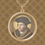 Colar Banhado A Ouro Rua. Thomas More (SAU 026)<br><div class="desc">Rua. Thomas More (1470-1535) era verdadeiramente um homem renascentista inglês: era advogado, estadista, filósofo social, autor, homem de família e humanista cristão. Ele também se tornou um mártir sob Henrique VIII porque se opôs ao divórcio do Rei de Catherine de Aragão e ao seu título de "Chefe Supremo da Igreja...</div>