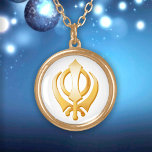Colar Banhado A Ouro Símbolo Sikh<br><div class="desc">Dourado Khanda, símbolo da religião sikh. ***Observe que a cor de ouro no trabalho de arte não é metálica.*** Mais produtos com este design estão disponíveis na categoria Sikh desta loja.</div>