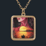 Colar Banhado A Ouro Sunset Lady Necklace<br><div class="desc">Colares com a Romântica Sunset Womanl - Sonhos de Amor - Arte de Pintura MIGNADA - Escolha / Adicione seu Texto / Nome / Cor - Faça sua oferta especial de colar - Redimensione e mova ou remova elementos / texto com ferramenta de personalização! Pintura e Design por MIGNED. Por...</div>