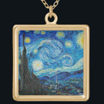 Colar Banhado A Ouro Vincent van Gogh, Starry Night<br><div class="desc">Starry Night,  famosa pintura de Vincent van Gogh</div>