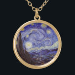 Colar Banhado A Ouro Vincent Van Gogh Starry Night Vintage Fine Art<br><div class="desc">Vincent van Gogh Starry Night Fine Art Painting Starry Night Starry Night é uma pintura do artista poste-impressionista holandês Vincent van Gogh. O céu azul à noite está cheio de nuvens, estrelas e uma lua crescente brilhante. A Noite Estrelada é a única noturna na série de visões da janela do...</div>