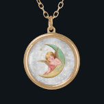 Colar Banhado A Ouro *~* Vintage AP40 Classic Victoria Angel Moon<br><div class="desc">(ID de pesquisa AP40 para designs semelhantes) Transferir para outros produtos, se desejar. Vintage ROUND Dourado NECKLACE com doce Anjo de Arte Clássica. * Vintage Romântica Retro Antiquado com Brilhante Romântico melhorado Energeticamente com fundo de fita de diamante brilhante falso da lua crescente. O anjo em confortável se inclinando na...</div>