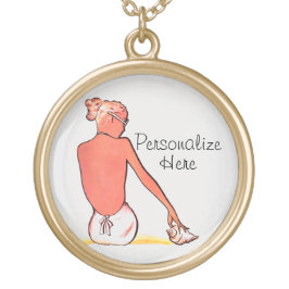 Colar Banhado A Ouro Vintage Beach Girl com elegância de verão de conch