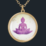 Colar Banhado A Ouro *~* Violet AP33 Buddha Botânica Lotus<br><div class="desc">(( ID de pesquisa AP33 para designs semelhantes )) Simples e Minimal Abstrato Boho Zen Watercolor com áreas DOURADAS. Há opções em forma e cores de revestimento metálico em Prata e Placa Dourada. * Garland Botânica Boêmica Energeticamente Avançada / Floral Buquê / Flores Pastel Moderno Popular Suavemente Colorido Buda Artística...</div>