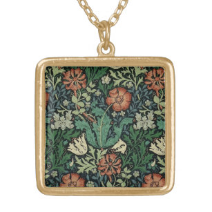 Colar Banhado A Ouro William Morris Compton Floral Art Nouveau Pattern