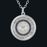 Colar Banhado A Prata 10o Aniversário de casamento de prata<br><div class="desc">20o Teste padrão do aniversário de casamento - trabalhos de arte por Amelia Carrie</div>
