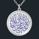 Colar Banhado A Prata Allah Alhamdulillah Islamismo Caligrafia Muçulmana<br><div class="desc">design de caligrafia islâmica para ele.Significado: "Não há Deus além de Alá e Mohammad PBUH é o último profeta de Alá."</div>