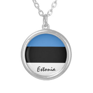 Colar Banhado A Prata Amor, Estônia, bandeira, moda e adeptos do esporte