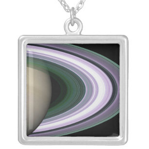 Colar Banhado A Prata Anéis de Saturno