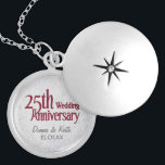 Colar Banhado A Prata Aniversário do Casamento Silver<br><div class="desc">Personalizar nomes e data de aniversário.</div>