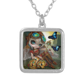 Colar Banhado A Prata "Arrastamento de Clockwork"