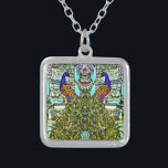 Colar Banhado A Prata Art Nouveau VintageTiffany Vidro Pavão<br><div class="desc">trabalho de arte de colheita colorida. Um presente de amor.</div>