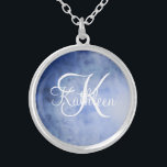 Colar Banhado A Prata Azul Branco Monograma Cor Branca Nome Inicial<br><div class="desc">Colar de Prata de Cor Azul e Branca Monograma Isto seria um presente de excelente para as suas damas de honra ou um presente de excelente para qualquer mulher.</div>