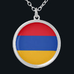 Colar Banhado A Prata Bandeira Armênio Patriótica<br><div class="desc">A bandeira nacional da Armênia.</div>