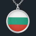 Colar Banhado A Prata Bandeira Búlgara Patriótica<br><div class="desc">A bandeira nacional da Bulgária.</div>