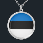 Colar Banhado A Prata Bandeira da Estônia<br><div class="desc">Bandeira Patriótica da Estônia.</div>