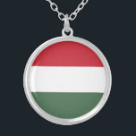 Colar Banhado A Prata Bandeira da Hungria<br><div class="desc">Bandeira Patriótica da Hungria.</div>