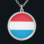 Colar Banhado A Prata Bandeira do Luxemburgo<br><div class="desc">Bandeira Patriótica do Luxemburgo.</div>