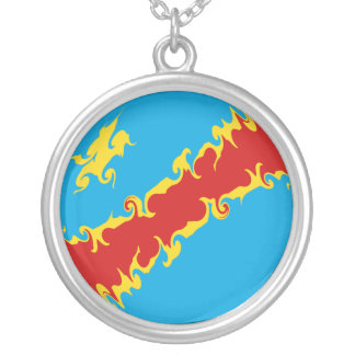 Colar Banhado A Prata Bandeira Gnarly de Congo-Kinshasa