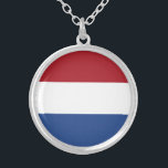 Colar Banhado A Prata Bandeira Holandesa<br><div class="desc">Bandeira Patriótica dos Países Baixos.</div>
