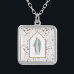 Colar Banhado A Prata Bela Mãe Católica Bela Mãe Floral<br><div class="desc">Com uma elegante floral de aquarela e design abençoada,  esses colares são perfeitos para meninas e mulheres que têm uma devoção a Mary. Localizar itens correspondentes no meu compro.</div>