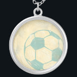 Colar Banhado A Prata Bola de Futebol Azul Pastel de Chariklia Zarris<br><div class="desc">Mostre seu amor pelo passatempo favorito dos mundos com este impressão excelente de uma bola de futebol de Chariklia Zarris. O azul pastel e o sombreamento dão à peça a sensação de movimento, como se a bola fosse apenas pontapeada e ela estivesse rolando. Compre uma cópia hoje e pendura em...</div>