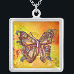 Colar Banhado A Prata BORRACHA DE BORRÃO, amarela vermelha<br><div class="desc">Borboleta elegante e colorida. Pintura com folha de ouro e prata.</div>