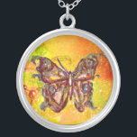 Colar Banhado A Prata BORRACHA DE BORRÃO, amarela vermelha<br><div class="desc">Borboleta elegante e colorida. Pintura com folha de ouro e prata.</div>