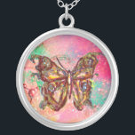 Colar Banhado A Prata BORRACHA DE BORRÃO, verde-rosa<br><div class="desc">Borboleta elegante e colorida. Pintura com folha de ouro e prata.</div>