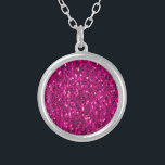 Colar Banhado A Prata Brilhante rosa quente brilha<br><div class="desc">Brilhantes cor-de-rosa-quente brilhantes brilham falso glamour brilhante para ela. Usamos fotos de faíscas.</div>