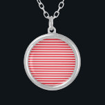 Colar Banhado A Prata Candy Cane Red e White Simples Horizontal Strike<br><div class="desc">Candy Cane Red e White Simples Horizontal Striped.</div>