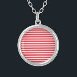 Colar Banhado A Prata Candy Cane Red e White Simples Horizontal Strike<br><div class="desc">Candy Cane Red e White Simples Horizontal Striped.</div>
