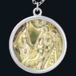 Colar Banhado A Prata Casamento vintage de cor antiga<br><div class="desc">Esta bela imagem antiga foi criada em 1861,  mostrando uma noiva cercada pelo seu partido noiva. Uma bela adição para qualquer noiva!</div>