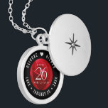 Colar Banhado A Prata Celebração do Aniversário de Casamento do Rosa Ele<br><div class="desc">Comemore o 26º aniversário de casamento com este armário elegante! As letras brancas elegantes em fundo de rosa vermelha romântico acrescentam um toque memorável para esta ocasião especial e marco extraordinário. Personalize com os nomes dos casais felizes e as datas de seu aniversário de rosa. Design © W.H. Sim, Todos...</div>
