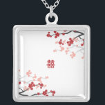 Colar Banhado A Prata Cereja Blossoms e Felicidade Dupla Casamento Chinê<br><div class="desc">Concebido por gordura*fa*estanho. Fácil de personalizar com seu próprio texto,  foto ou imagem. Para pedidos personalizados,  entre em contato direto com o . Aplicam-se taxas personalizadas. www.zazzle.com/fat_fa_tin www.zazzle.com/color_therapy www.zazzle.com/fatfatin_blue_knot www.zazzle.com/fatfatin_red_knot www.zazzle.com/fatfatin_mini_me www.zazzle.com/fatfatin_design www.zazzle.com/fatfatin_ink</div>