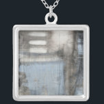 Colar Banhado A Prata Cinza abstrato e pintura azul<br><div class="desc">Uma cinza de abstrato de Jennifer Goldberger e uma pintura azul. Parece um dia nublado que pode se transformar em uma tempestade. Se você ama arte moderna então esta é a impressão para você. Pegue uma hoje!</div>