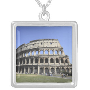 Colar Banhado A Prata Colosseum romano Lazio, Italia