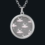 Colar Banhado A Prata Coluna Rosa e Cinza Ballerina Raparigas Whimsical<br><div class="desc">colar</div>