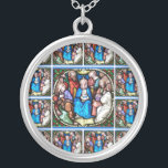 Colar Banhado A Prata Confirmação do Espírito Santo Vidro Virgem Maria<br><div class="desc">Esta é uma bela imagem manchada do Espírito Santo/Espírito Santo,  representada por uma pomba descendo sobre Mary e os Apóstolos no Pentecostes. .</div>