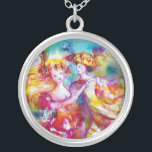 COLAR BANHADO A PRATA DANÇA CARNIVAL 2<br><div class="desc">Design de arte colorida, elegante e vibrante com dançarinos de carnaval românticos: Belas dançarinas balneares, linda loira com figurinos cintilantes e empinados está dançando com um jovem Harlequin. Pintura aquosa em rosa claro, fúcsia, verde, vermelho, azul, cores amarelas, faíscas douradas inspiradas na Comédia de Arte (Commedia dell'arte) e no Carnaval...</div>