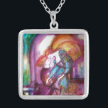 Colar Banhado A Prata Dia dos Namorados Românticos de ROMEO E JULIETA<br><div class="desc">Cena de sacada da tragédia de Romeu e Juilet de William Shakespeare .Pintura aquosa contemporânea original com folha de ouro e cores iridescentes em cor púrpura brilhante,  rosa,  verde,  laranja amarelo,  téal,  turquase,  branca ...  Pintura de Búlgaro Lumini (c)</div>