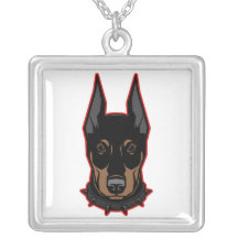 Doberman Pinscher Black & Red Gift Silver