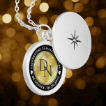 Colar Banhado A Prata Elegant 21st Brass Wedding Anniversary Celebration<br><div class="desc">Celebrate the 21st wedding anniversary with this commemorative locket! Elegant black and white lettering with hexagonal confetti on a brass foil background add a memorable touch for this special occasion and extraordinary milestone. Customize with couple's initials, a special message, and dates for their brass anniversary. Design © W.H. Sim. See...</div>